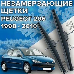 Зимние щетки стеклоочистителя для Peugeot 206 (c 1998 - 2010 г. в.) 650 и 400 мм / Зимние дворники для автомобиля / щетки пежо 206 Skyway