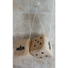 Игрушка плюшевая на присоске Кубики-кости в салон автомобиля на стекло MAZ, МАЗ, подарок бежевые 8 см на 8 см ЛогоАвто