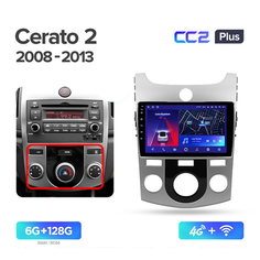 Магнитола Teyes CC2 Plus 6/128 Kia Cerato 2 TD 2008 - 2013 кондиционер