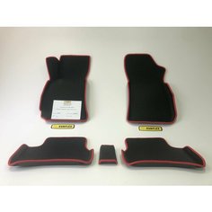 Коврики EVA для Hyundai Accent 2 поколение, LC (07.1999 - 08.2012) - Комплект в салон - 3D С бортиками - Черный - Красный кант Нет бренда