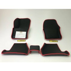 EVA Коврики в салон автомобиля Форд Фокус 3 с бортами (черный ромб, красный кант) / Ева коврики Ford Focus 3 в салон с бортами Нет бренда