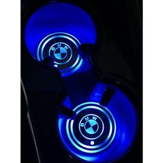 Подсветка подстаканников с логотипом BMW светодиодная БМВ 2шт Shadowlight