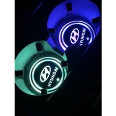 Подсветка подстаканников с логотипом Hyundai светодиодная Хендай 2шт Shadowlight