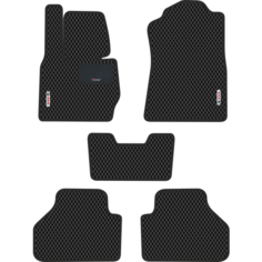 Автомобильные коврики EVA для BMW X3 II F25 (2010-2017) с каучуковым подпятником и 2 эмблемами BMW, чёрные с чёрным кантом, ячейка - ромб Carstar