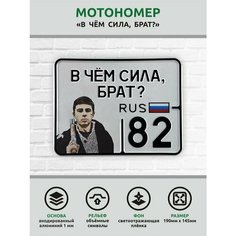 Сувенирный номер на мопед мото велосипед металлический рельефный светоотражающий с вашим регионом и изображением 190*145 мм Ретрознак