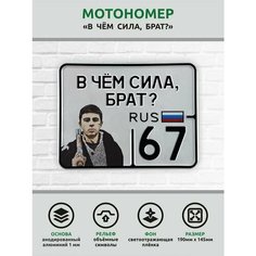 Сувенирный номер на мопед мото велосипед металлический рельефный светоотражающий с вашим регионом и изображением 190*145 мм Ретрознак