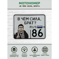Сувенирный номер на мопед мото велосипед металлический рельефный светоотражающий с вашим регионом и изображением 190*145 мм Ретрознак