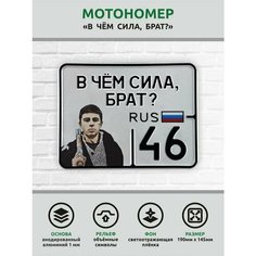 Сувенирный номер на мопед мото велосипед металлический рельефный светоотражающий с вашим регионом и изображением 190*145 мм Ретрознак
