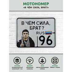 Сувенирный номер на мопед мото велосипед металлический рельефный светоотражающий с вашим регионом и изображением 190*145 мм Ретрознак