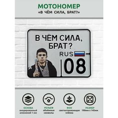 Сувенирный номер на мопед мото велосипед металлический рельефный светоотражающий с вашим регионом и изображением 190*145 мм Ретрознак