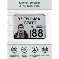 Сувенирный номер на мопед мото велосипед металлический рельефный светоотражающий с вашим регионом и изображением 190*145 мм Ретрознак