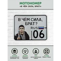Сувенирный номер на мопед мото велосипед металлический рельефный светоотражающий с вашим регионом и изображением 190*145 мм Ретрознак