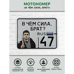 Сувенирный номер на мопед мото велосипед металлический рельефный светоотражающий с вашим регионом и изображением 190*145 мм Ретрознак