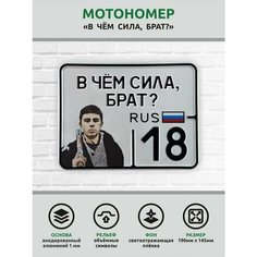 Сувенирный номер на мопед мото велосипед металлический рельефный светоотражающий с вашим регионом и изображением 190*145 мм Ретрознак