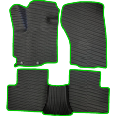 Коврики ЕВА для Mitsubishi Outlander XL (2006-2012) / Митсубиши Аутлендер ХЛ / Черные соты / Зеленый кант / комплект 5 шт. Evaformat