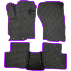 Коврики ЕВА для Mitsubishi Outlander XL (2006-2012) / Митсубиши Аутлендер ХЛ / Черные соты / Фиолетовый кант / комплект 5 шт. Evaformat