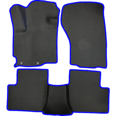 Коврики ЕВА для Mitsubishi Outlander XL (2006-2012) / Митсубиши Аутлендер ХЛ / Черные соты / Синий кант / комплект 5 шт. Evaformat