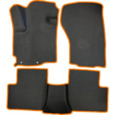 Коврики ЕВА для Mitsubishi Outlander XL (2006-2012) / Митсубиши Аутлендер ХЛ / Черные соты / Оранжевый кант / комплект 5 шт. Evaformat