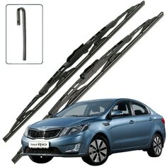 Дворники Kia Rio (3) QB / Киа Рио седан 2011 / 2012 / 2013 / 2014 / 2015 Щетки стеклоочистителя каркасные для автомобиля 650мм-400мм к-т 2шт. Lyn Xauto