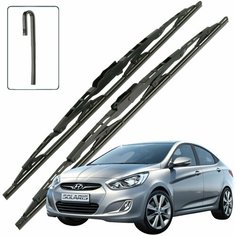 Дворники Hyundai Solaris (1) RB Хендай Солярис РБ седан 2010 2011 2012 2013 2014 Щетки стеклоочистителя каркасные для автомобиля 650мм-400мм к-т 2шт Lyn Xauto