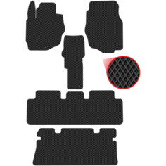 Автомобильные коврики EVA для Mazda MPV II 3 ряда (1999-2006), чёрные с чёрным кантом, ячейка - ромб Carstar