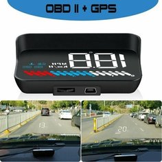 Проектор скорости на лобовое стекло TopSpeed М7 OBD II + GPS для всех автомобилей / проекция скорости на лобовое стекло / дисплей OBDII + USB General Painter