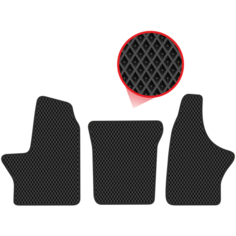 Автомобильные коврики EVA для ГАЗель-Next (ручка КПП навесная) (2013-н/в), чёрные с чёрным кантом, ячейка - ромб Carstar