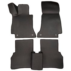 EVA коврики для Mercedes-Benz Е-класс W213 (2016-2022) 5 пок. / Мерседес Бенц W213 / Черные соты / Черный кант / Комплект 5 шт. Evaformat