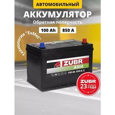 Аккумулятор автомобильный ZUBR Premium Asia (нижний борт) 100 Ah 850 A обратная полярность 303x175x225