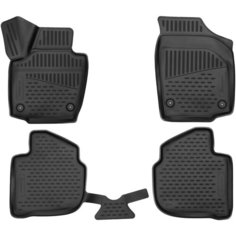 Коврики 3D в салон для Шкода Рапид/SKODA Rapid 2013- (I, II), лифтбек, 4шт, полиуретан, черный, Element