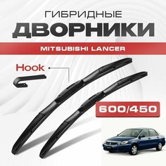 Гибридные дворники для Mitsubishi Lancer 2000-2008 Седан CS/CT , 9 пок. Щетки для Мицубиси Лансер комплект 2шт Va24 Ru