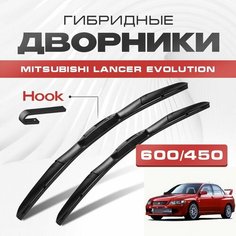 Гибридные дворники для Mitsubishi Lancer Evolution 2000-2008 EVO 7-9 Седан. Щетки для Мицубиси Лансер Эволюшн комплект 2шт Va24 Ru
