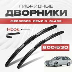 Гибридные дворники для Mercedes-Benz C-Class 2001-2003 T-Model Универсал S203 2 пок, . Щетки для Мерседес Бенц Ц класс комплект 2шт Va24 Ru
