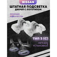 Штатная подсветка дверей авто с логотипом для NISSAN 2 шт. Joo Joo Auto