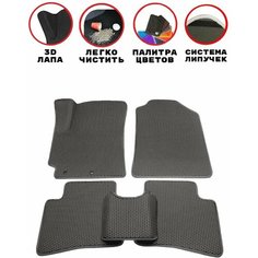 Комплект EVA/ЭВА ковриков для Changan CS35 Plus NEW (Чанган СиЭс35 Плюс Нью) 2023 г. в, с 3Д лапой, без разреза, серые соты с темно серым кантом Evateka