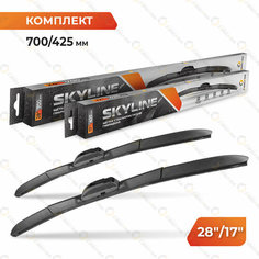 Гибридные щетки стеклоочистителя "SKYLINE" Комплект 28" 700 мм и 17" 425 мм для большинства автомобилей (13 видов креплений) ORIGANA ORHYBWB700425