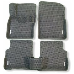 Автомобильные коврики ЕВА / EVA для Ford Focus II 2005-2011 / Форд Фокус 2 / 3D 3д / с бортами / серый-графитовый + металлический подпятник + 5 шильдиков Gallex