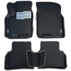 Автомобильные коврики EVA / ЕВА для Chevrolet Lacetti 2004-2013 / Шевроле Лачетти / 3D 3д с бортами / черный(ромб)-графитовый + металл подпятник + 2 лого Gallex