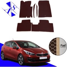 Автомобильные коврики EVA/ЕВА/ЭВА для Kia Ceed 2 (JD) 2012-2018 с передними боковинами коричневый бежевый Avtoso