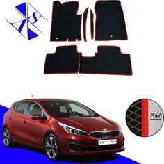 Автомобильные коврики EVA/ЕВА/ЭВА для Kia Ceed 2 (JD) 2012-2018 с передними боковинами черный красный Avtoso