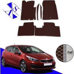 Автомобильные коврики EVA/ЕВА/ЭВА для Kia Ceed 2 (JD) 2012-2018 с передними боковинами коричневый серый Avtoso