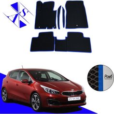 Автомобильные коврики EVA/ЕВА/ЭВА для Kia Ceed 2 (JD) 2012-2018 с передними боковинами черный синий Avtoso