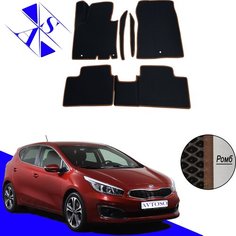 Автомобильные коврики EVA/ЕВА/ЭВА для Kia Ceed 2 (JD) 2012-2018 с передними боковинами черный коричневый Avtoso
