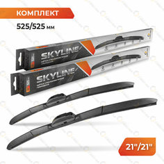 Щетки стеклоочистителя гибридные "SKYLINE" Комплект 21" 525 мм и 21" 525 мм для большинства автомобилей (13 видов креплений) ORIGANA ORHYBWB525525
