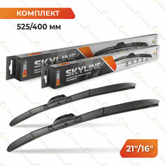 Щетки стеклоочистителя гибридные "SKYLINE" Комплект 21" 525 мм и 16" 400 мм для большинства автомобилей (13 видов креплений) ORIGANA ORHYBWB525400
