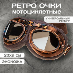 Очки ретро мотоциклетные, коричневый, 1 шт. Нет бренда