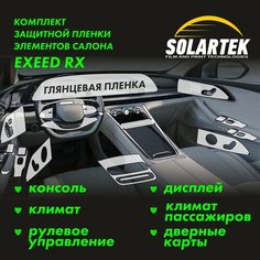 EXEED RX 2024 Комплект защитных глянцевых пленок на консоль, климат, дисплей ГУ, рулевое управление, дверные карты и климат заднего ряда Solartek