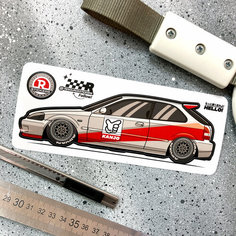 Виниловая наклейка машинка Honda Civic 6 kanjo, 17,3х5,5 Resource Stickers