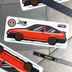 Виниловая наклейка машинка Toyota AE86 красная JDM 17.5х5.5 Resource Stickers