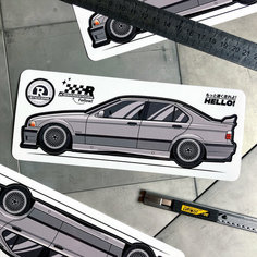Виниловая наклейка машинка BMW E36 (серый) Resource Stickers